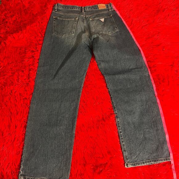 Grungecore Mens Vintage 2000s Guess jeans Medium Dark Wash 32 x 32 - Picture 3 of 4